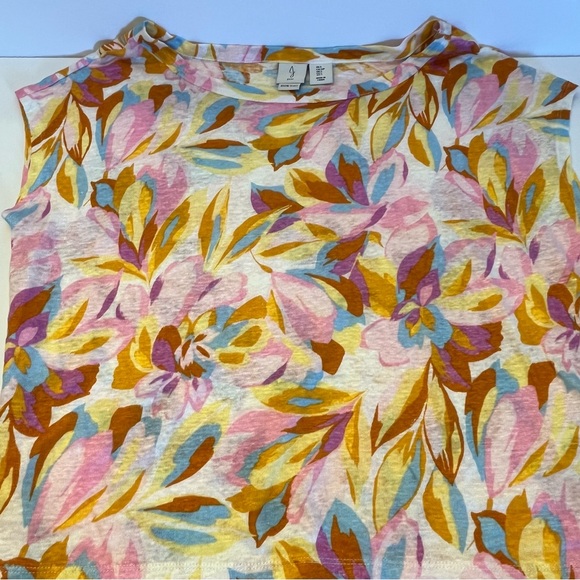 Joie Women’s Short Sleeve Colorful Floral 100% Linen Comfy Casual Boxy Top S - Picture 12 of 13